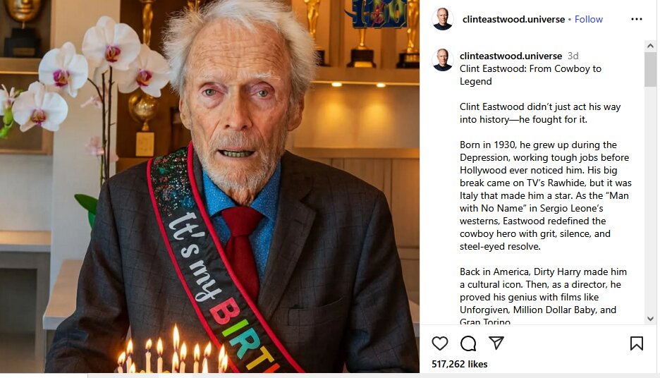 آخرین عکس کلینت ایستوود در 6 سال