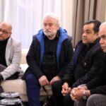 دیدار هنرمندان با دختر و داماد هادی مرزبان