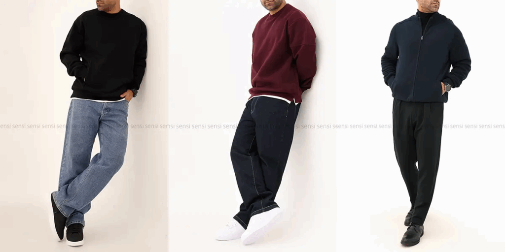 استایل مردانه کامل با شلوار، دورس و سوییشرت مناسب