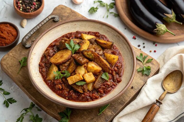 دستور طلایی واویشکا بادمجان با گوشت چرخ‌کرده